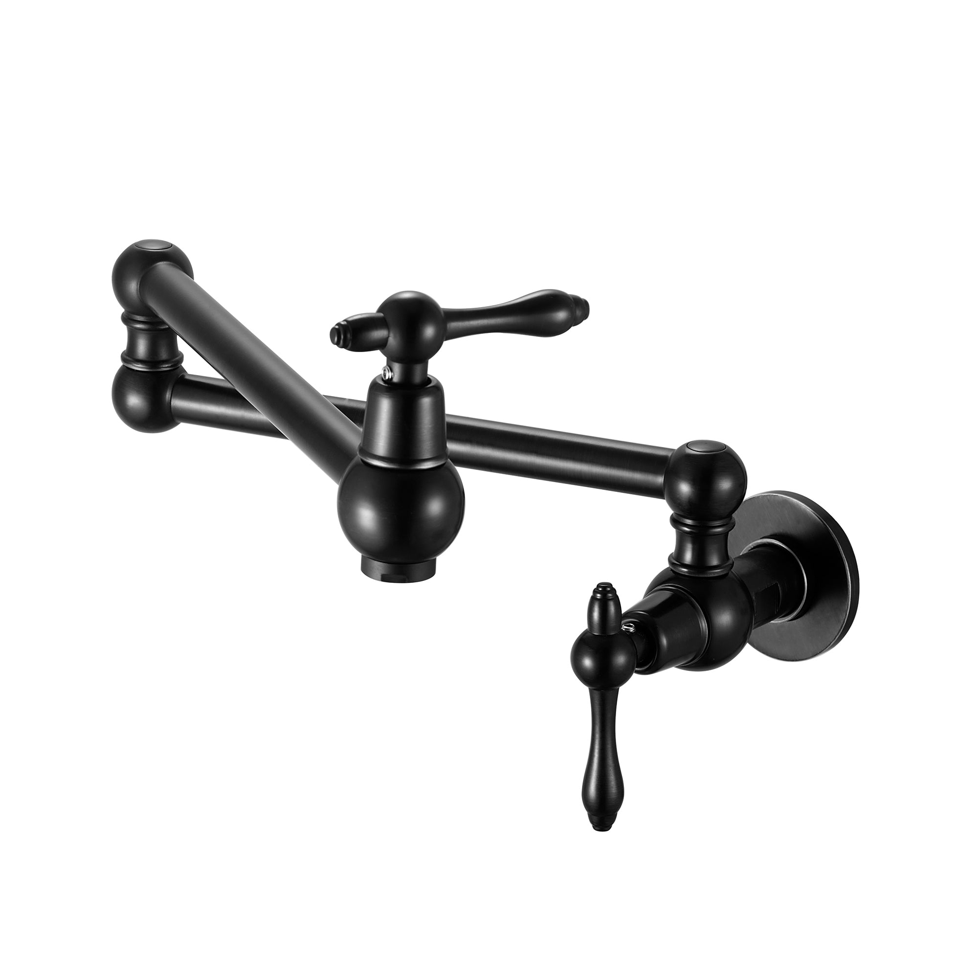 Lordear Wall Mounted Pot Filler Faucet with Double Joint Swing Arms in Black from Lordear