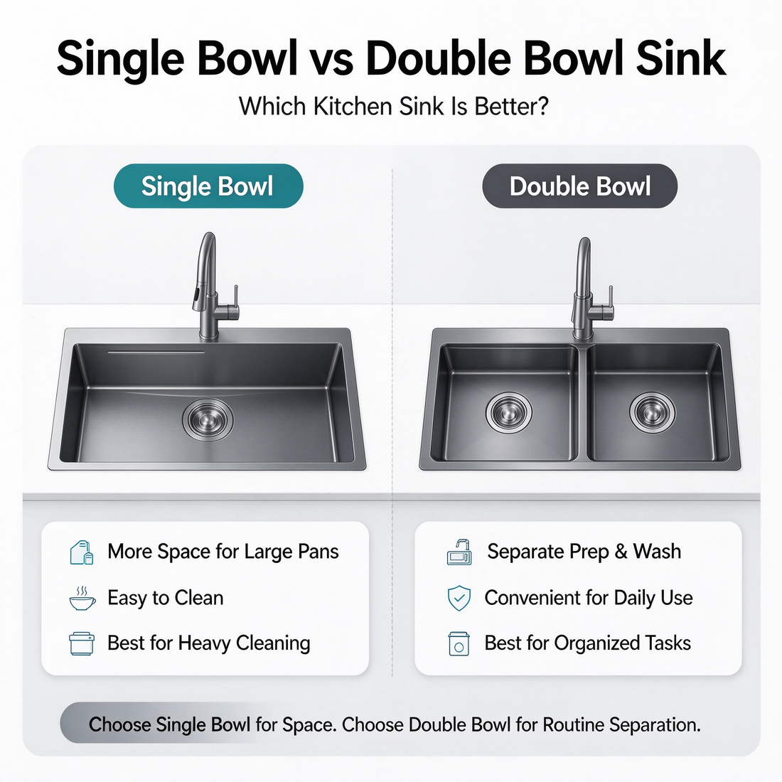 Single Bowl vs Double Bowl Sink: Which Kitchen Sink Is Better?