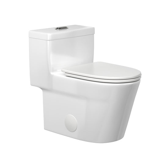 Lordear Rectangular White Ceramic One Piece Toilet with Soft-Close Seat