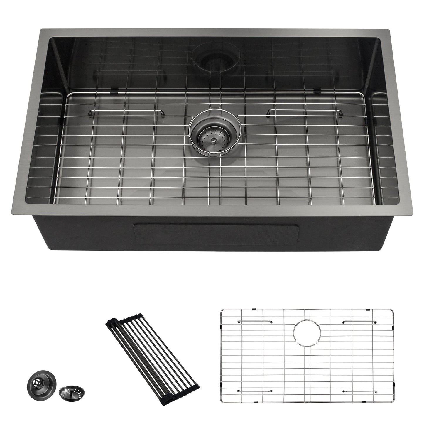 Lordear 32/33 Inch Undermount Kitchen Sink 16 Gauge Stainless Steel  Kitchen Sink 32x19/33x19 Inch Gunmetal Black Single Bowl Sink  from Lordear