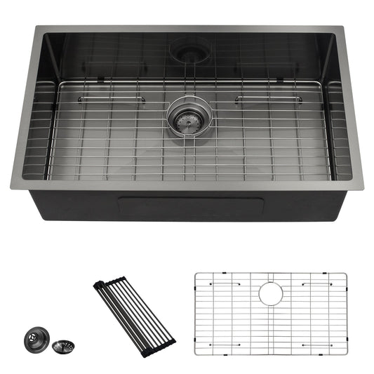 Lordear Stainless Steel Gunmetal Black Single Bowl Undermount Kitchen Sink  from Lordear 1600