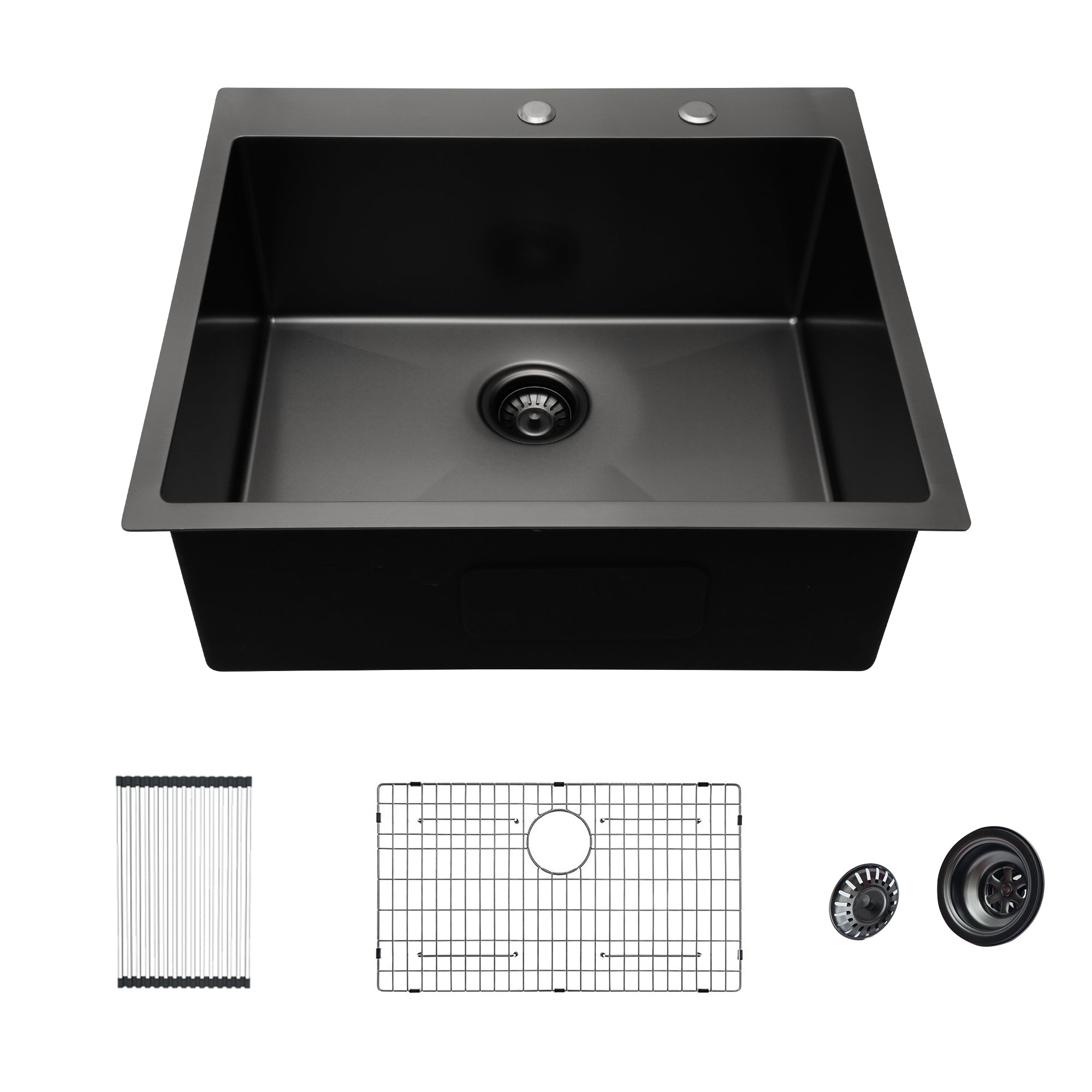 Lordear Stainless Steel Gunmetal Black Drop-in Single Bowl Kitchen Sink