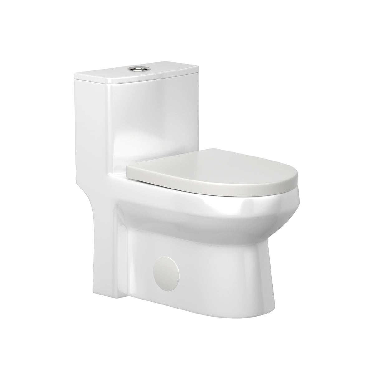 Lordear White Ceramic Water Saving One Piece Toilet with Comfort Wider Chair Seat