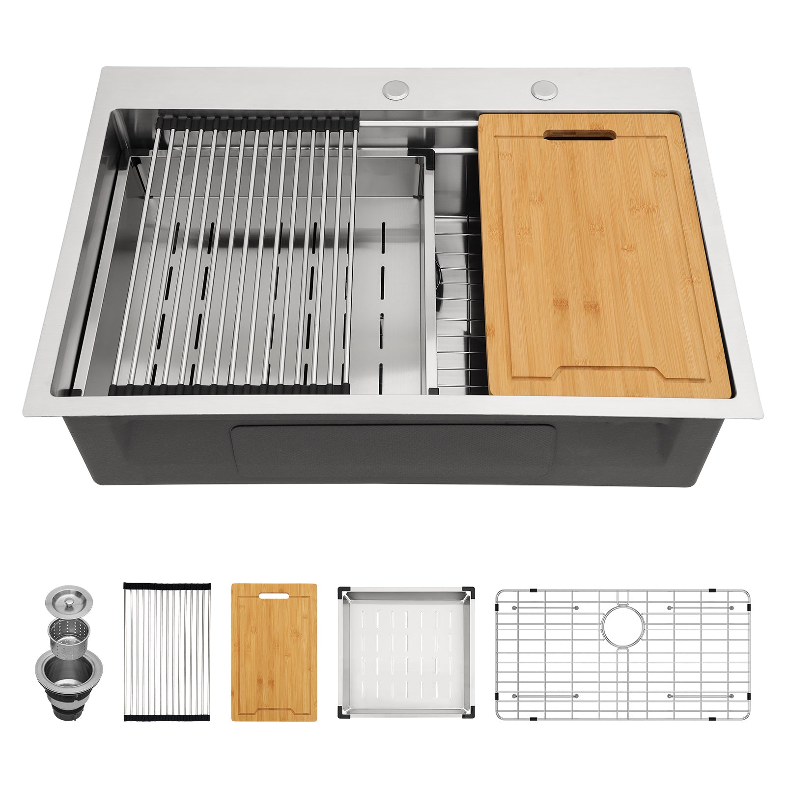 Lordear 33x22 Inch Drop In Patent Double Ledges Design Workstation Sink  from Lordear