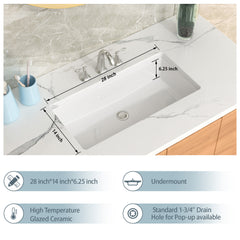 Lordear White Ceramic Undermount Rectangular Bathroom Sink  from Lordear