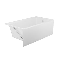 Lordear 60'' x 32'' Acrylic Freestanding Rectangular Apron Front Soaking Bathtub