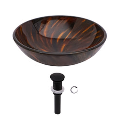 Lordear 16.5'' X 16.5'' Tempered Glass Bathroom Vessel Sink with Pop-up Drain