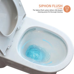 Lordear Elongated White Ceramic Modern One Piece Toilet with Comfort Wider Chair Seat