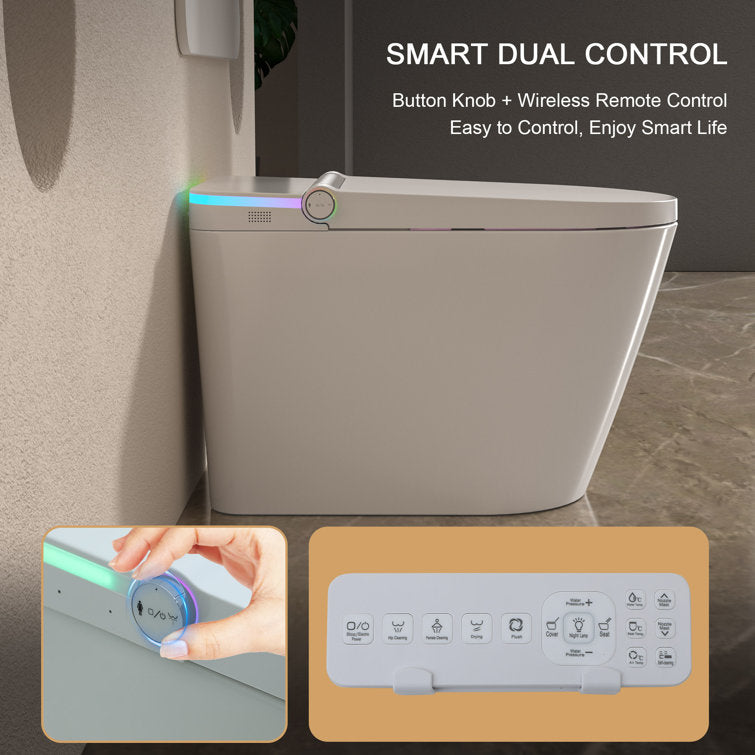 Smart Bidet Toilet with Auto-open/close Lid  Auto Flush Smart Toilet with Warm Water Washing  Heated Bidet Seat Adjustable Dryer Toilet with Bidet and LED Display  from Lordear