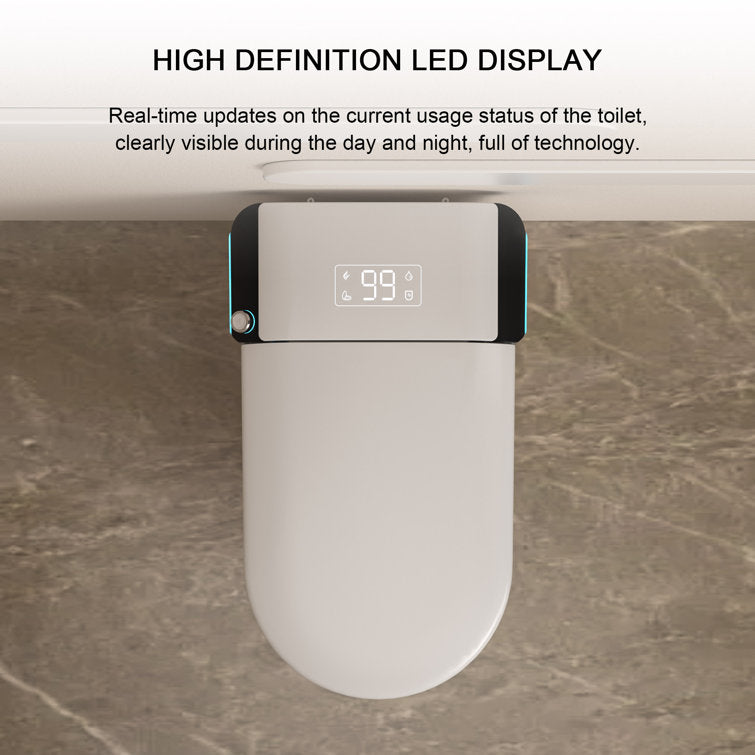 LORDEAR Smart Bidet Toilet with Digital Display, Dual Flush, Matte Black