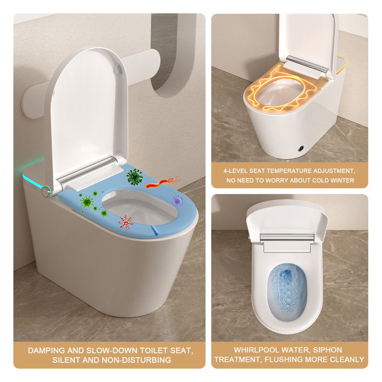 Smart Bidet Toilet with Auto-open/close Lid  Auto Flush Smart Toilet with Warm Water Washing  Heated Bidet Seat Adjustable Dryer Toilet with Bidet and LED Display  from Lordear