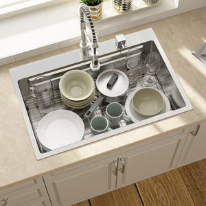 Lordear 33x22 Inch Drop In Patent Double Ledges Design Workstation Sink from Lordear