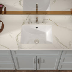 Lordear White Ceramic Rectangular Undermount Bathroom Sink