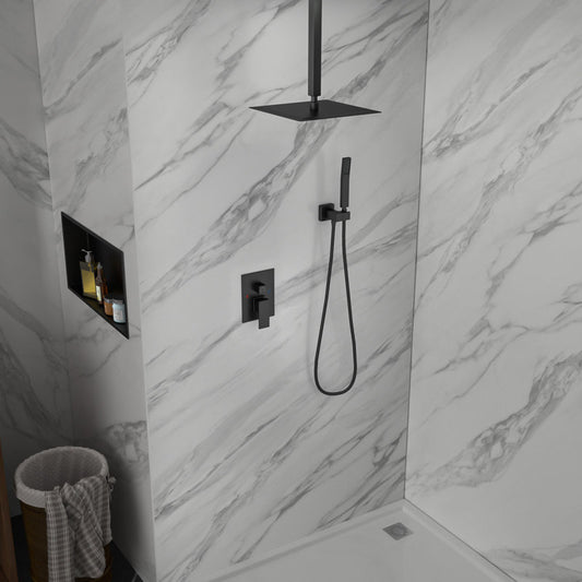 Lordear 10'' matte-black Stainless Steel Wall Mounted Shower System
