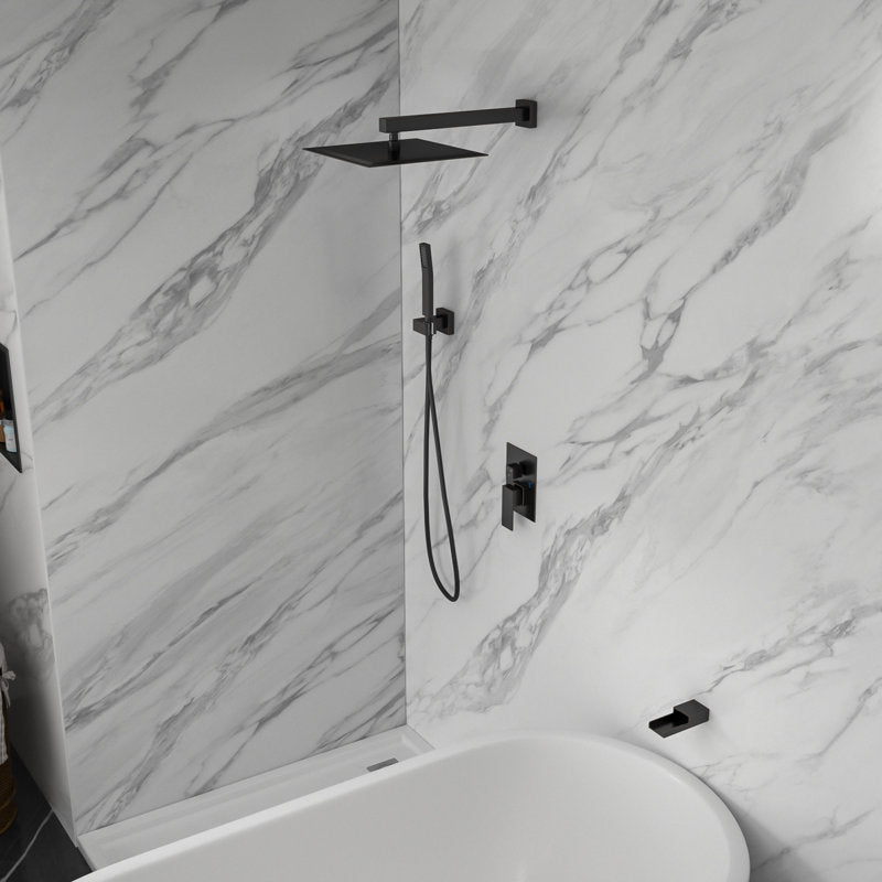 Lordear Stainless Steel Wall Mounted Rainfall Shower System with Handheld and Waterfall Faucet