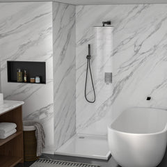 Lordear Stainless Steel Wall Mounted Rainfall Shower System with Handheld and Waterfall Faucet