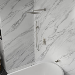Lordear Stainless Steel Wall Mounted Rainfall Shower System with Handheld and Waterfall Faucet