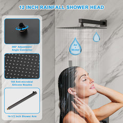 Lordear Stainless Steel Wall Mounted Rainfall Shower System with Handheld and Waterfall Faucet