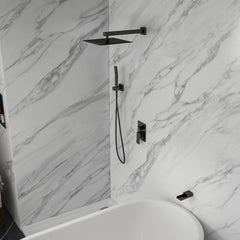 Lordear Stainless Steel Wall Mounted Rainfall Shower System with Handheld and Waterfall Faucet