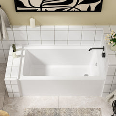 Lordear 60'' x 32'' Acrylic Rectangular Apron Front Alcove Soaking Bathtub