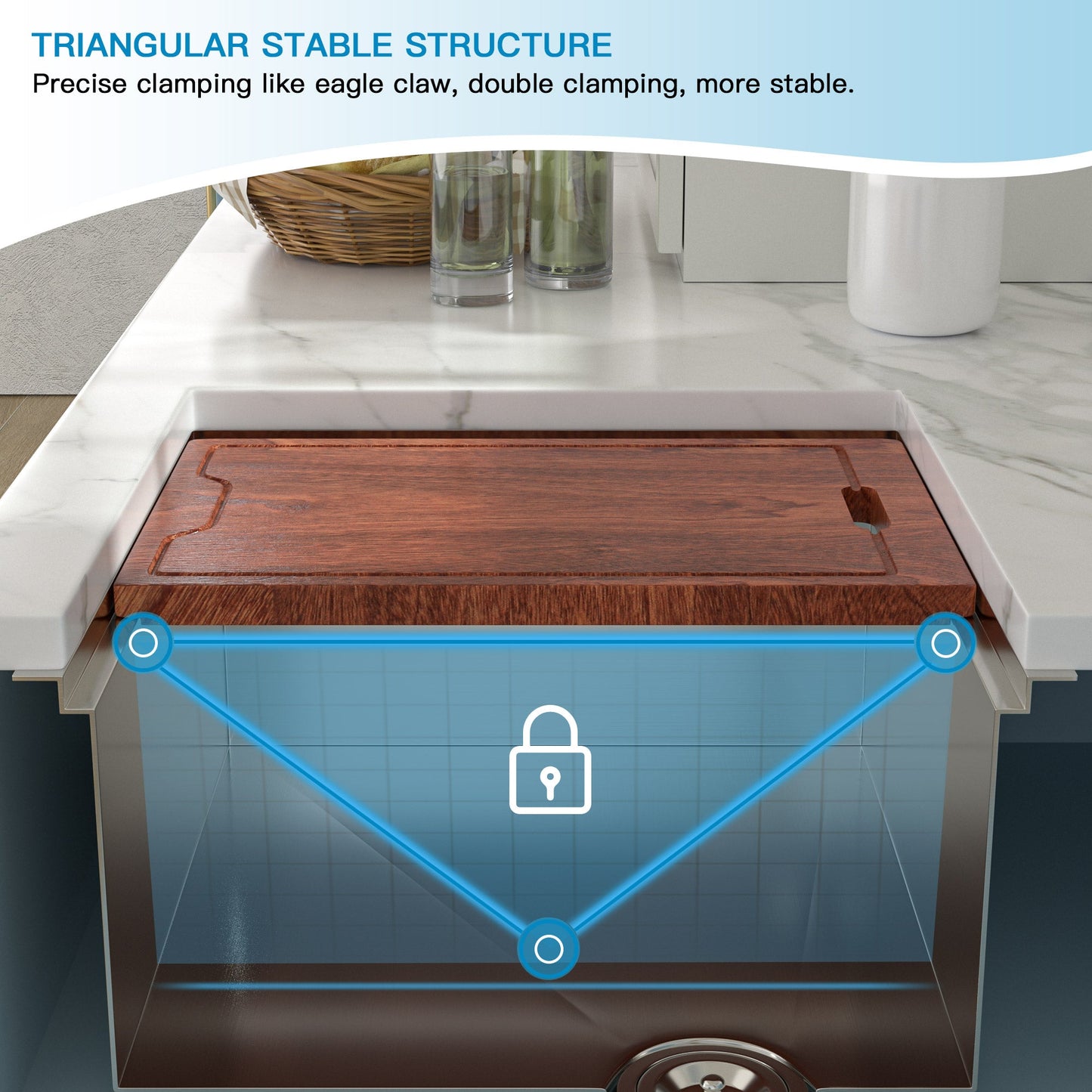 32 Inch Undermount Kitchen Sink Workstation Single Bowl Sink 16 Gauge Stainless Steel Sink with Cutting Board and Colander  from Lordear