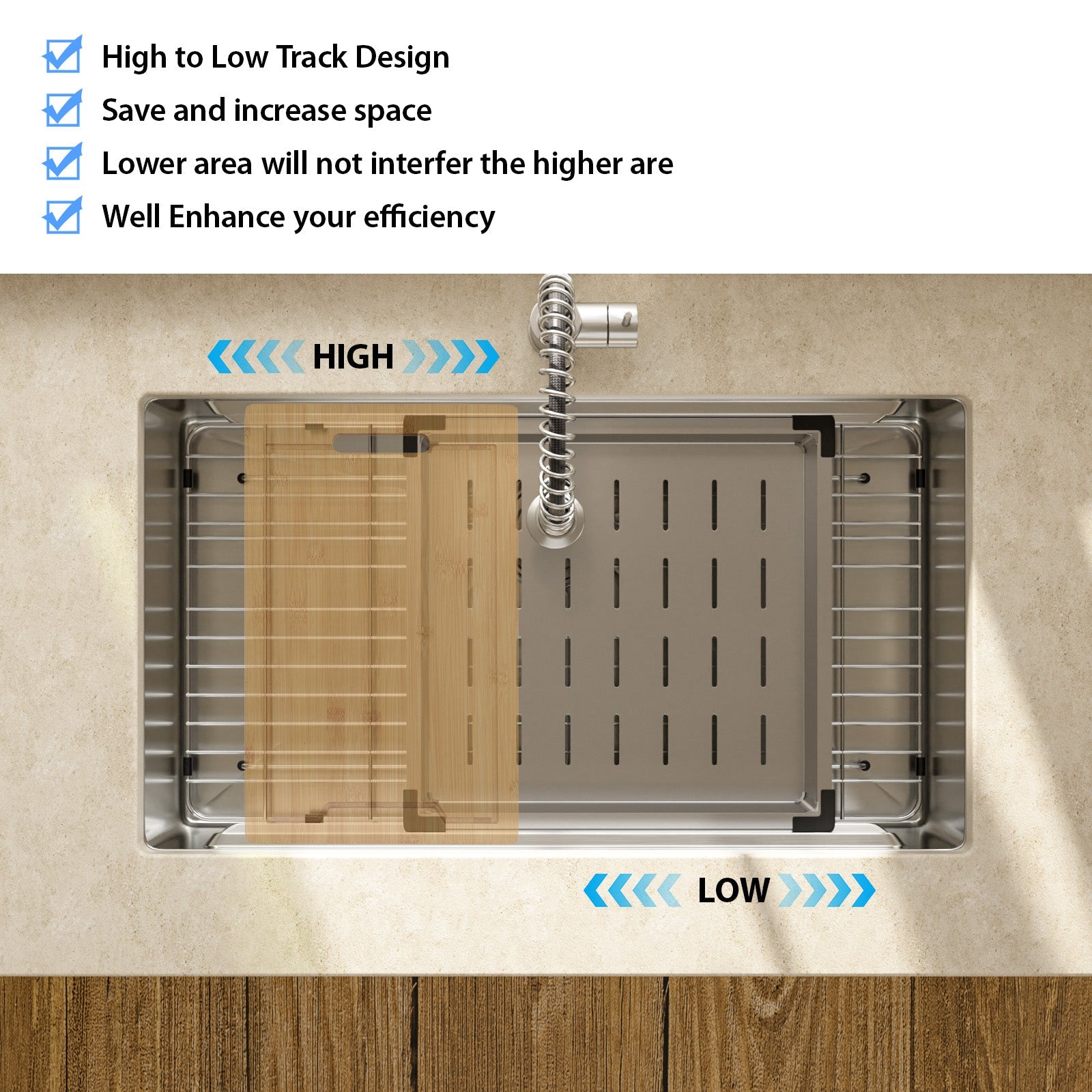 Lordear Undermount Kitchen Sink 33 Inch Stainless Steel Undermount Kitchen Sinks 16 Gauge Single Bowl Workstation Large Sinks 33 x19 Inch Double Ledges Design Workstation Sink  from Lordear