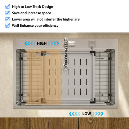 Lordear 33x22 Inch Drop In Patent Double Ledges Design Workstation Sink  from Lordear