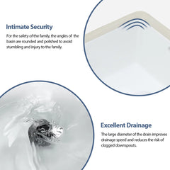 Lordear 13.75'' x 20.25'' White Ceramic Rectangle Undermount Bathroom Sink with Overflow