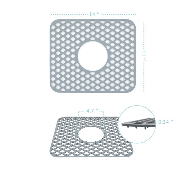 14in x 11in Silicone Bottom Sink Grid Kitchen Sink Silicone Mat Heat Resistant with Drain Hole  from Lordear