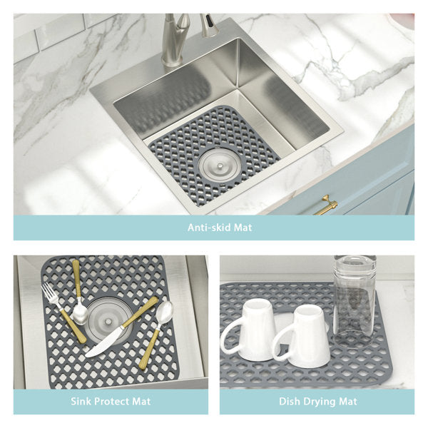 14in x 11in Silicone Bottom Sink Grid Kitchen Sink Silicone Mat Heat Resistant with Drain Hole  from Lordear