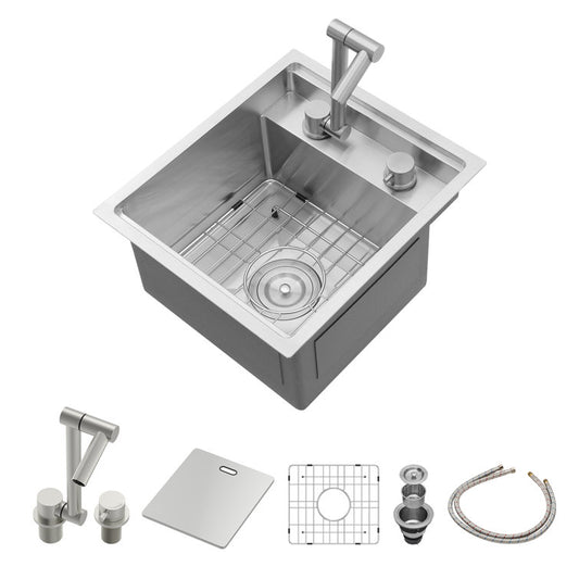 15x17 Inch Undermount Kitchen Sink Single Bowl Workstation Sink Stainless Steel Sink with Faucet  from Lordear