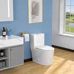 Lordear Water Efficiency White Ceramic One Piece Toilet with Comfort Wider Chair Seat
