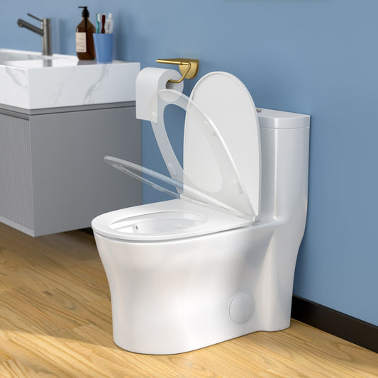 Lordear White Ceramic Stain-Resistant One Piece Bidet Toilet for Bathroom