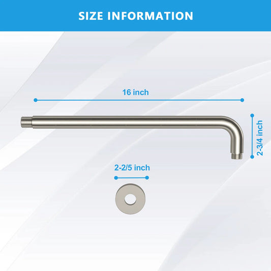Lordear 16'' Brass ?Screw-In Rainfall Shower Head Extender Arm
