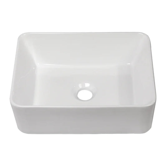 Lordear 16'' White Ceramic Rectangular Bathroom Vessel Sink