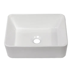 Lordear 16'' White Ceramic Rectangular Bathroom Vessel Sink