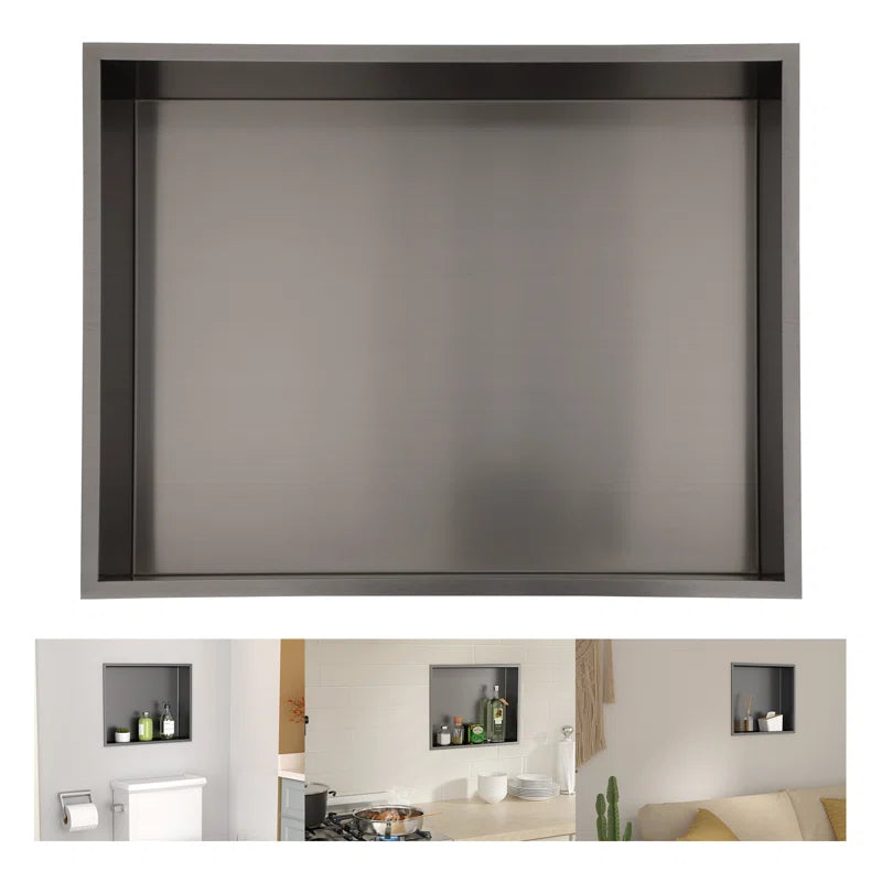 Lordear 18'' x 14'' Stainless Steel Bathroom Rectangle Recessed Wall Niche
