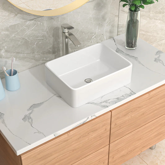 Lordear 19" x 15" White Ceramic Countertop Rectangle Vessel Bathroom Sink  from Lordear