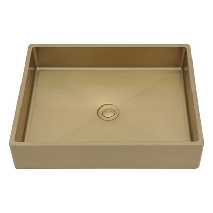 19in L X 15in W Stainless Steel Rectangular Bathroom Sink Above Couter Art Basin with Pop Up Drain-Brushed Gold  from Lordear