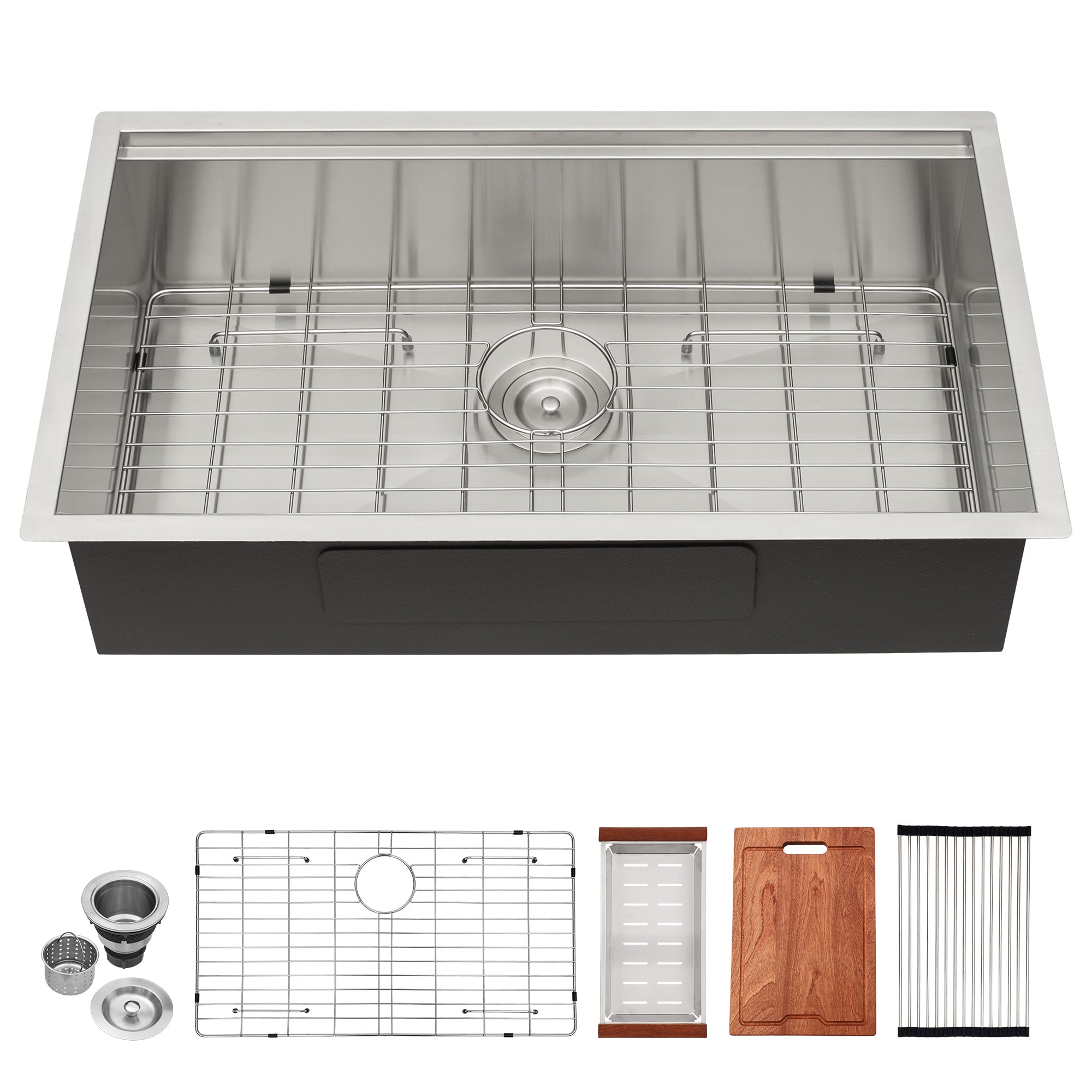 32 Inch Undermount Kitchen Sink Workstation Single Bowl Sink 16 Gauge Stainless Steel Sink with Cutting Board and Colander from Lordear