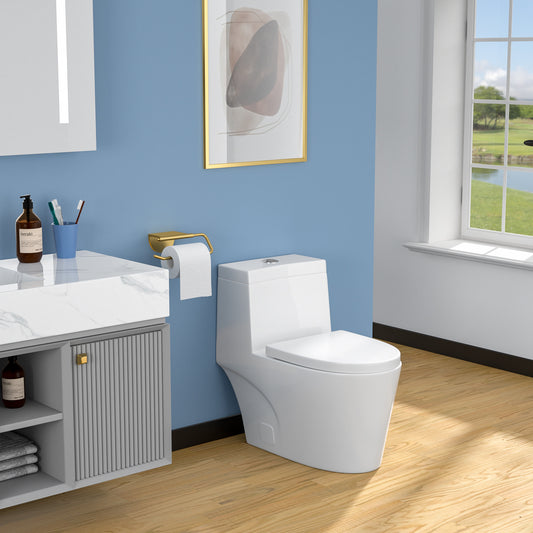 Lordear White Ceramic One Piece Floor Bidet Toilet with Comfort Wider Chair Seat