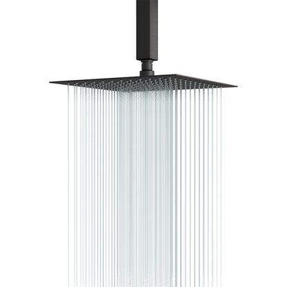 Lordear Rainfall Shower Head 12 Inch Polish Chrome Solid Square Ultra Thin 304 Stainless Steel Rain Setting Shower Heads,Waterfall Full Body Coverage  from Lordear