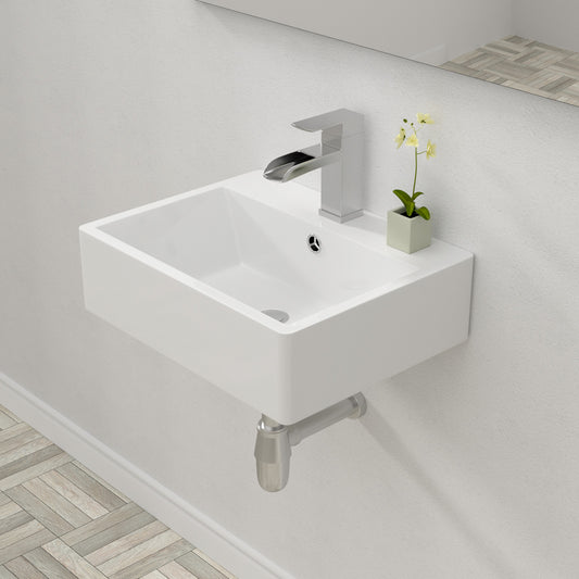 Lordear 21'' Wall Mounted White Porcelain Ceramic Bathroom Sink Bathroom