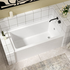 Lordear 60'' x 32'' Acrylic Freestanding Rectangular Apron Front Soaking Bathtub