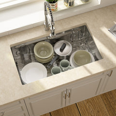 Lordear Patent 33'' Undermount Single Bowl Stainless Steel Workstation Kitchen Sink