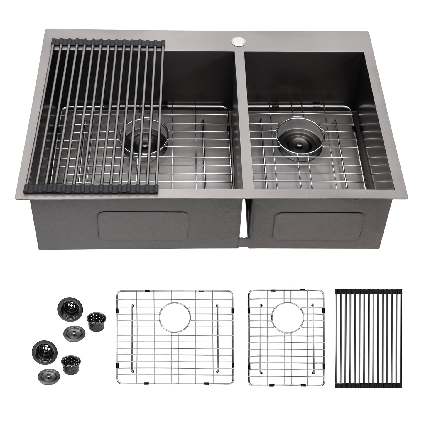 Lordear 33in L x 22in W Double Basin Drop-In Kitchen Sink | big sale, Drop-In / Top Mount Sinks, Kitchen Sink, Kitchen Sinks, Stainless Steel Kitchen Sink | Lordear