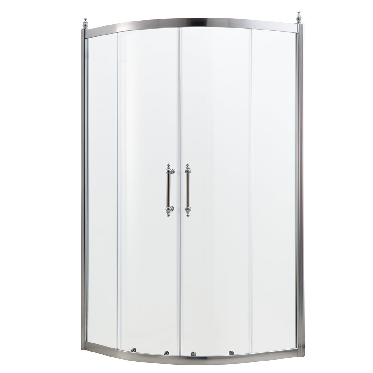 Lordear Tempered Glass Frameless Neo-Round Double Sliding Clear Bathroom Shower Door