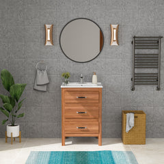 Lordear 24'' White Ceramic Vessel Bathroom Sink