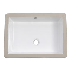 Lordear White Ceramic Rectangular Undermount Bathroom Sink