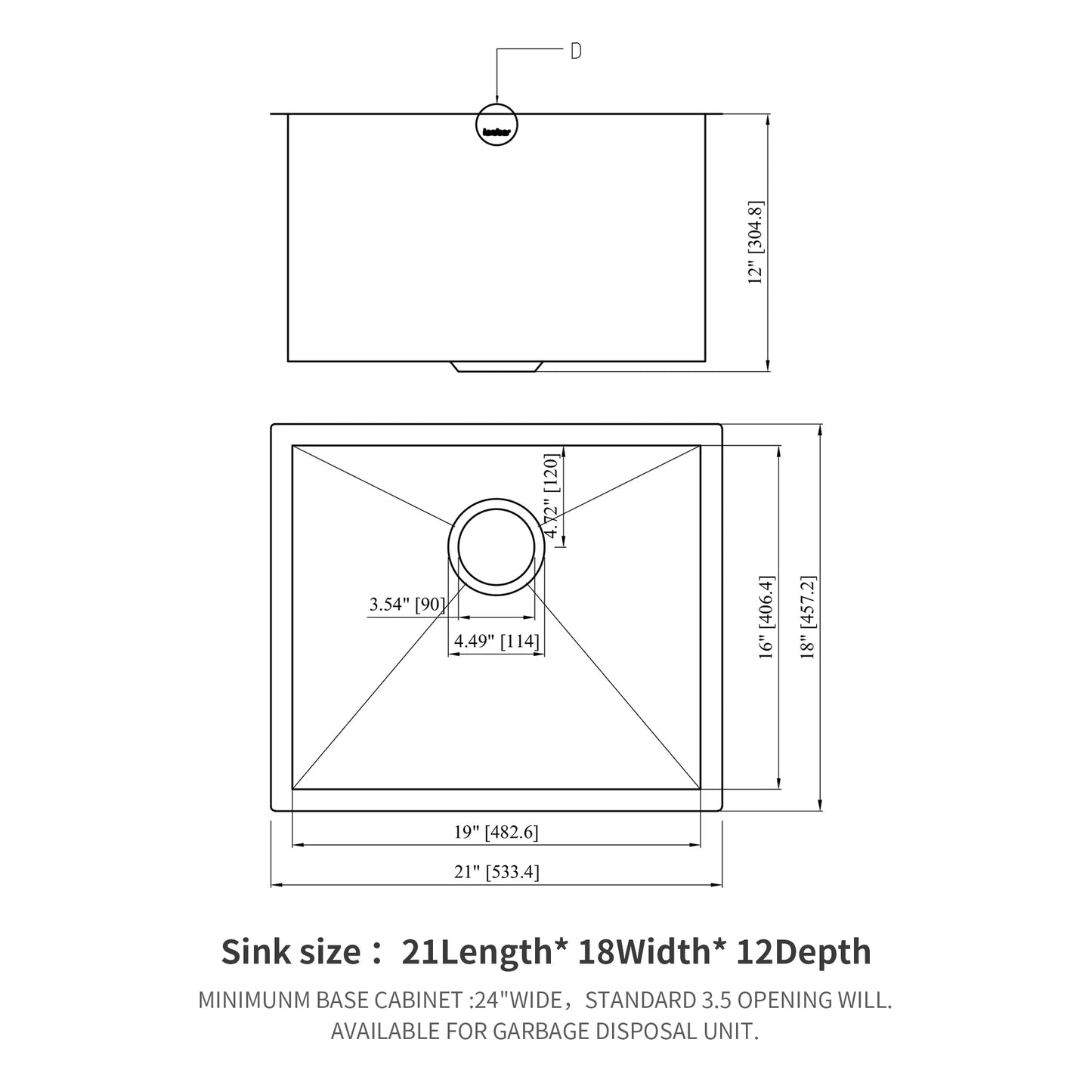 Lordear 21 Laundry Sink 21"/ 23" x 18" x 12"  Undermount Utility Sink Single Bowl Sink 16 Gauge Stainless Steel Sink Deep Laundry Room Sink  from Lordear